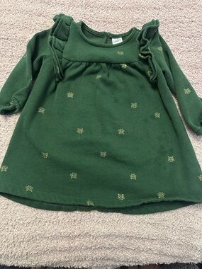 Carter’s Green Ruffle Dress 12M Long Sleeve Baby Girl Dress